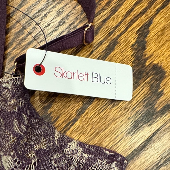 Skarlett Blue Plum Maroon Entice Balconette Lace Bra New With Tags 30DDD/30F - Picture 3 of 9